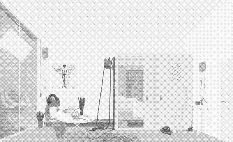 illustration human powered student building individual room