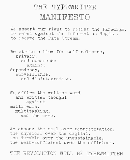 image typewriter manifesto