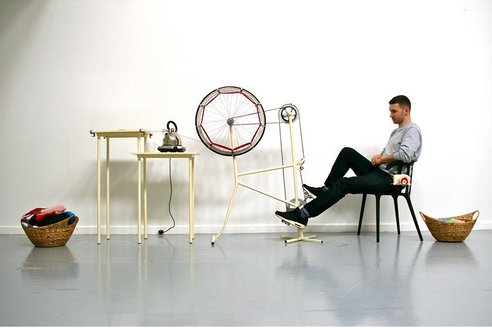 pedal powered un-knitting machine