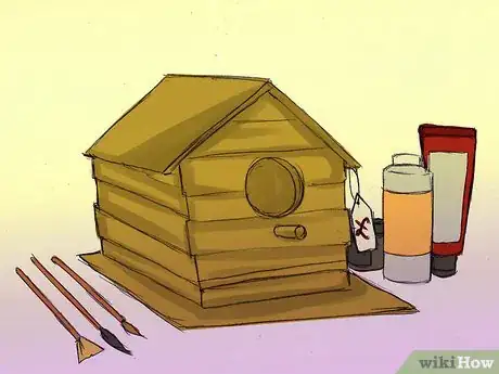 Image titled Transform a Miniature Wooden Birdhouse with Acrylic Paint Step 1