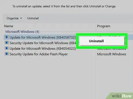 Image titled Uninstall a Windows Update Step 6