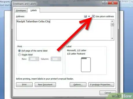 Image titled Create and Print Labels for a Single Item or Address in Microsoft Word Step 2Bullet2