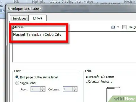 Image titled Create and Print Labels for a Single Item or Address in Microsoft Word Step 2Bullet1