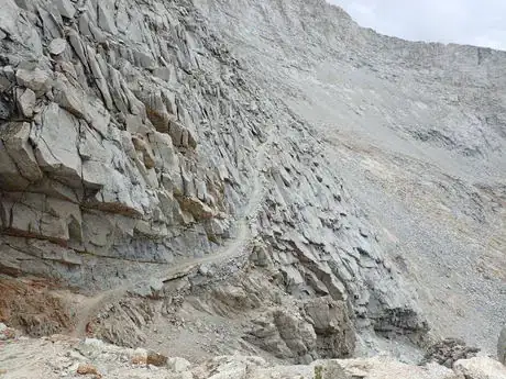 Image titled John Muir Trail Cut Into Rock.JPG