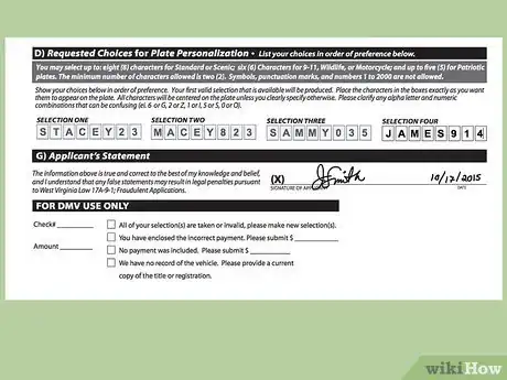 Image titled Get a Personalized License Plate in West Virginia Step 10