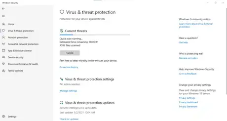 Image titled Microsoft Defender Quick Scan Running.png