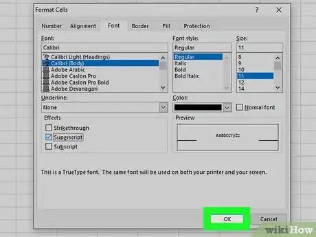 Image titled Do Superscript in Excel Step 6