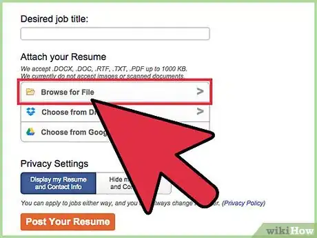 Image titled Upload an Existing Resume on CareerBuilder Step 5