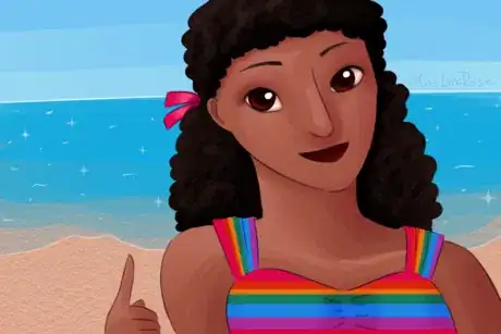 Image titled Woman in Rainbow at the Beach.png