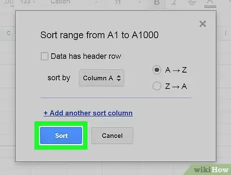 Image titled Sort by Number on Google Sheets on PC or Mac Step 7