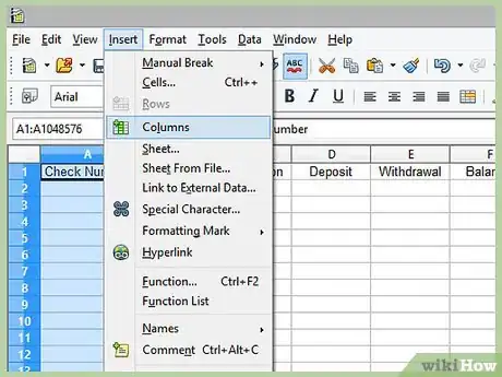 Image titled Create a Check Register with OpenOffice.org Calc Step 3