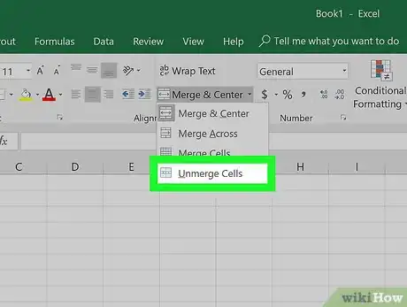 Image titled Unmerge Cells in Excel Step 5