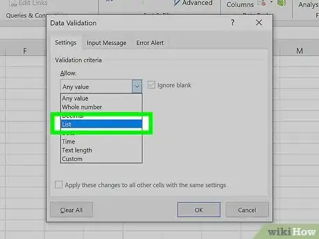 Image titled Create a Drop Down List in Excel Step 7