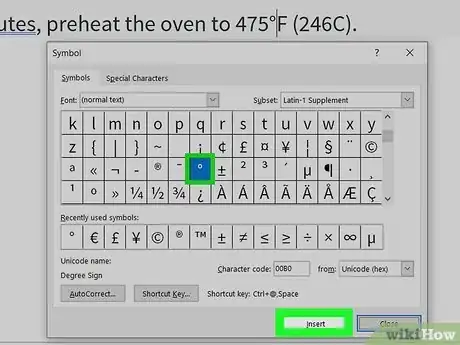Image titled Add a Degree Symbol in Word Step 7