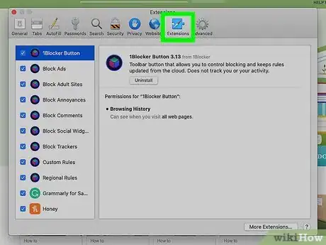 Image titled Disable Safari Extensions on a Mac Step 3