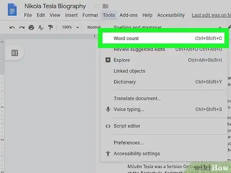 Image titled Do a Word Count on Google Docs Step 3