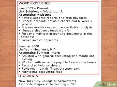Image titled Write a CV for an Accounting Assistant Step 6