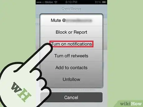 Image titled Get Push Notifications for a Users Tweets on Twitter for iPhone Step 9