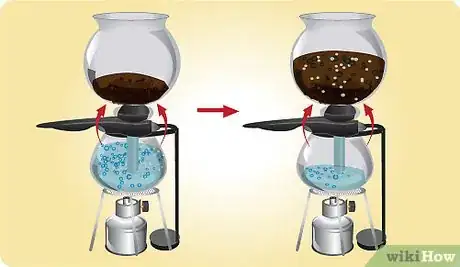 Image titled Wait for the water to rise into the funnel, until the funnel stem is clear of the water in the base of the coffee pot Step 17
