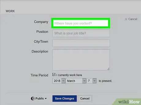 Image titled Add Work on Facebook Step 7