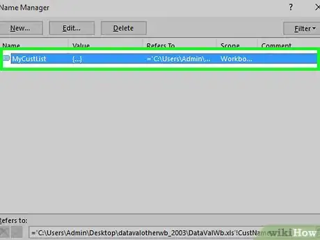 Image titled Edit a Drop Down List in Excel on PC or Mac Step 5
