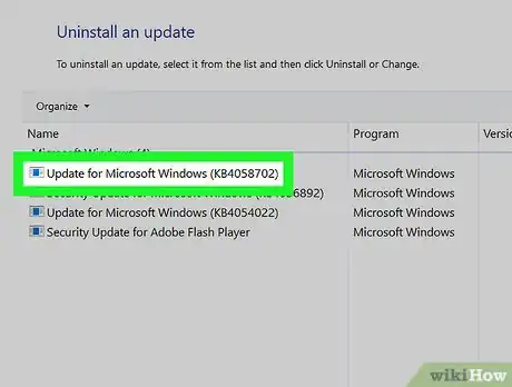 Image titled Uninstall a Windows Update Step 5