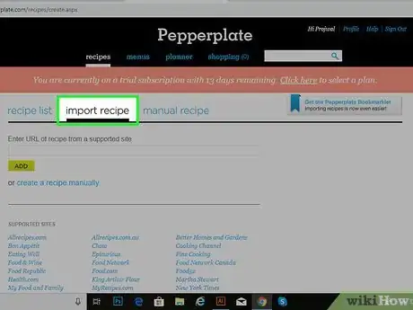 Image titled Add a Recipe to Pepperplate Step 2