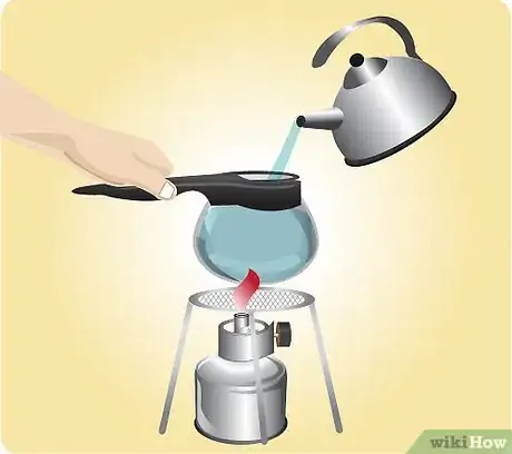 Image titled Pour the rest of the boiling water into the pot while holding coffeepot an inch or so above the hot stove burner Step 10