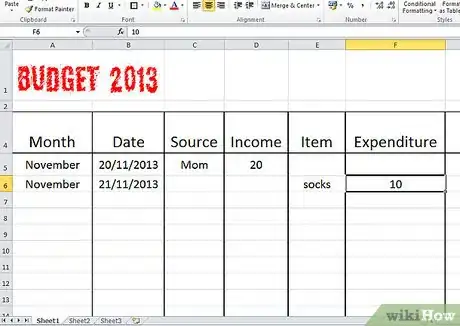 Image titled Build a Budget Spreadsheet (Teenagers) Step 6
