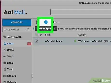 Image titled Unmark an Email as Spam in AOL Step 2