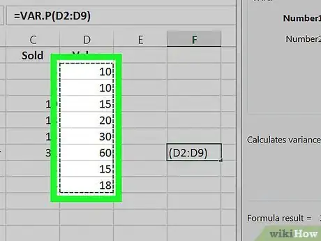 Image titled Calculate Variance in Excel on PC or Mac Step 5