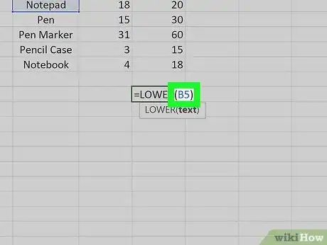 Image titled Convert a Capital Letter to a Lowercase Letter in Excel Step 4
