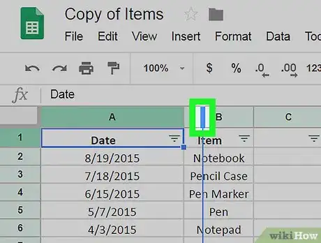 Image titled Make Cells Bigger on Google Sheets on PC or Mac Step 5