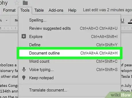 Image titled Add an Outline to a Google Doc on PC or Mac Step 4