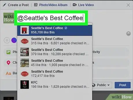 Image titled Tag a Facebook Business Page on a PC or Mac Step 7