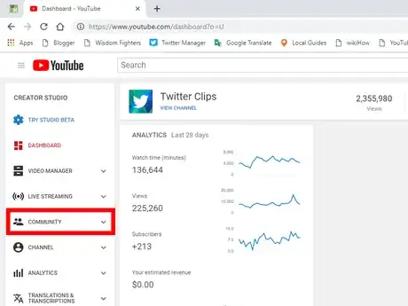 Image titled YouTube community option.png