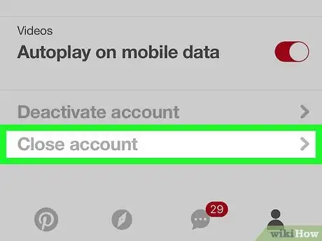 Image titled Delete a Pinterest Account on iPhone or iPad Step 5