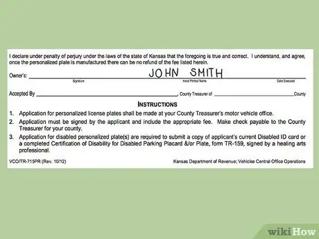 Image titled Get a Personalized License Plate in Kansas Step 5