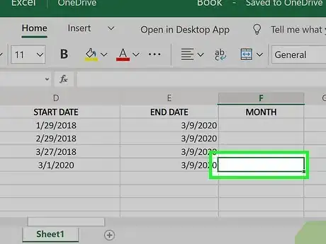 Image titled Count Months in Excel Step 2