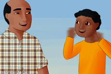 Image titled Man and Autistic Boy Laughing.png