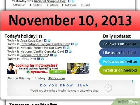 Image titled Find Out What Type of Holiday Exists Today Online (Besides Common Holidays) Step 8