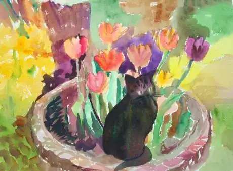 Image titled Tulips cat tire