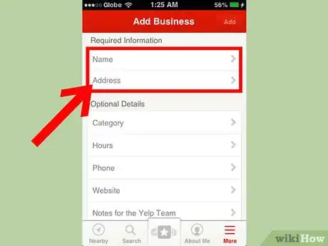 Image titled Add a Business to Yelp With the Yelp for iPhone App Step 5