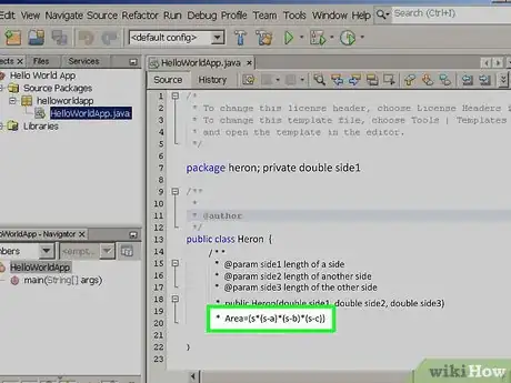 Image titled Create a Java Class in Netbeans to Compute the Area of a Triangle Using Heron's Formula Step 10