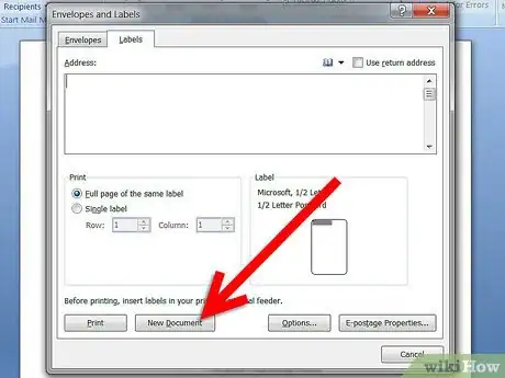 Image titled Create and Print Labels for a Single Item or Address in Microsoft Word Step 4Bullet2