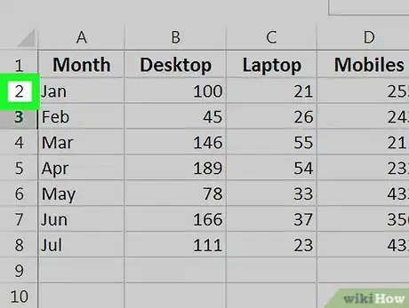 Image titled Delete Rows in Excel on PC or Mac Step 2