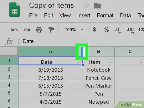 Image titled Make Cells Bigger on Google Sheets on PC or Mac Step 4