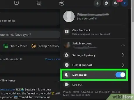 Image titled Turn Facebook Dark Step 7