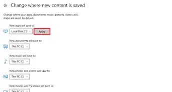 Change the Default Installation Location on Windows 10