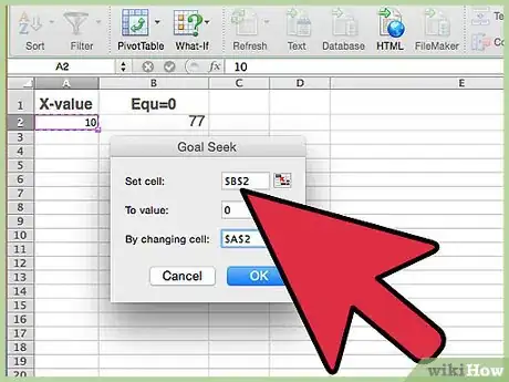 Image titled Solve a Quadratic Equation Using the Goal Seek Feature on Microsoft Excel Step 10